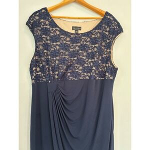 Connected Apparel Womens Dress‎ Plus 24W Navy Blue Lace Sequin Party Cocktail